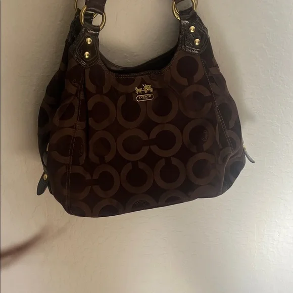 Coach Maggie Madison Op Art Brown Shoulder Bag - Picture 4 of 13